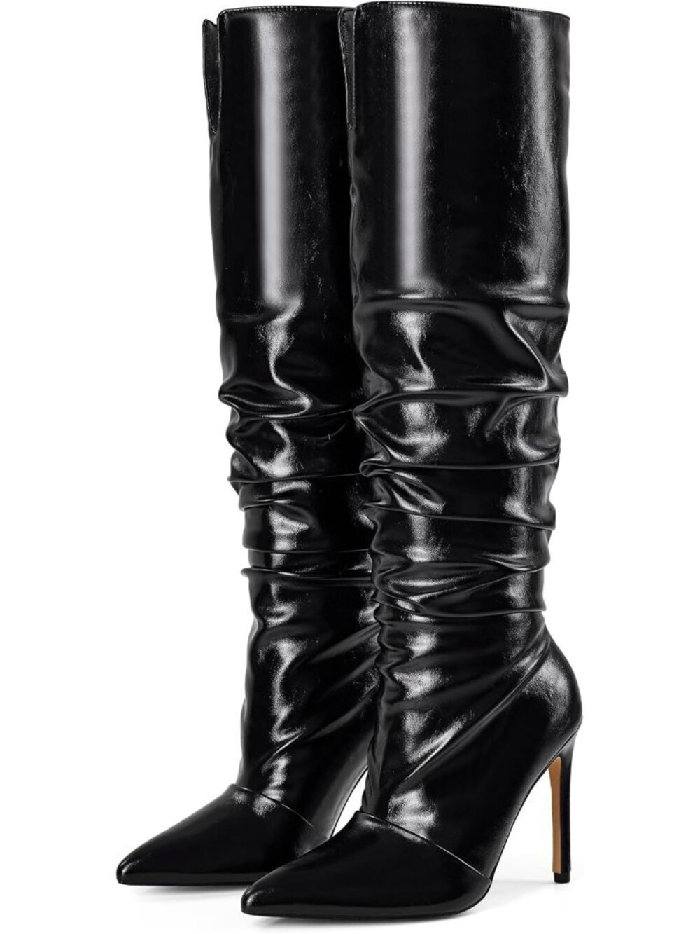 Women's Closed Toe Heeled Boot Pointed Toe Shoes Stiletto Heels Slip On Black